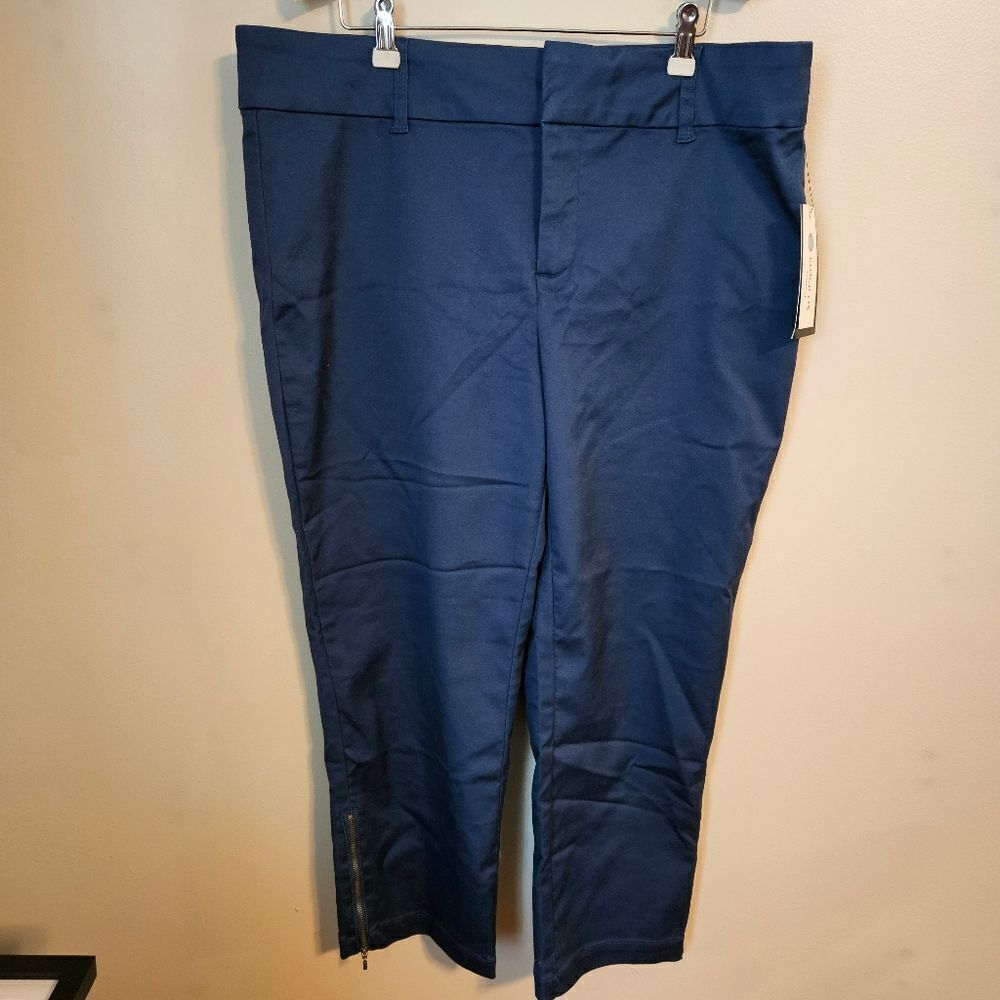 Tinsel Pants Blue Business Casual Zipper Ankles Staple Neutral